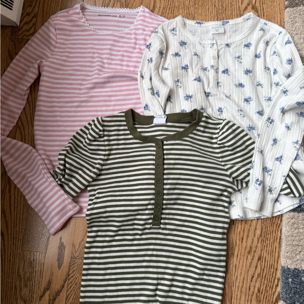 Abercrombie Kids Pink Striped and Floral Tops